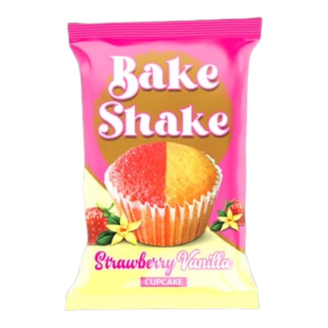 Bake Shake Strawberry Vanilla Center Filled  Cup Cake (2 in 1)